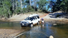 Washing the car in Laura River.